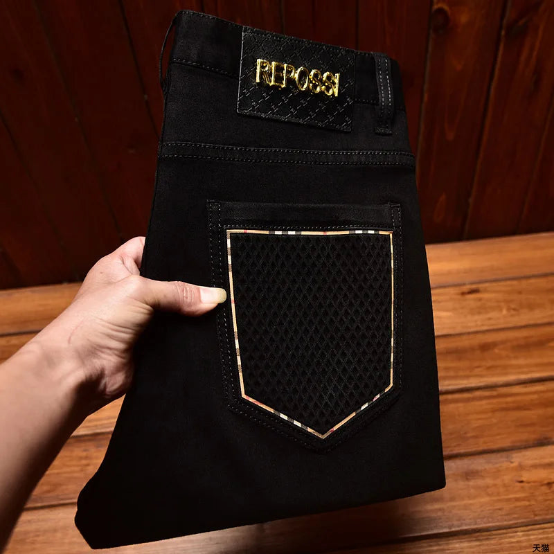 High-Quality Slim Fit Black Denim Jeans - Men's Casual Pants