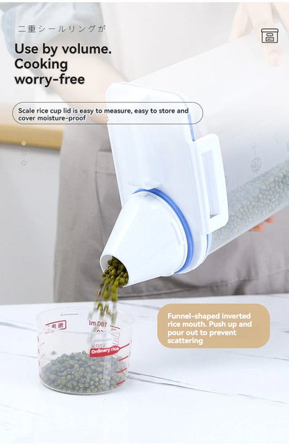 Rice Storage Canister with Measuring Cup | Moisture & Insect Proof
