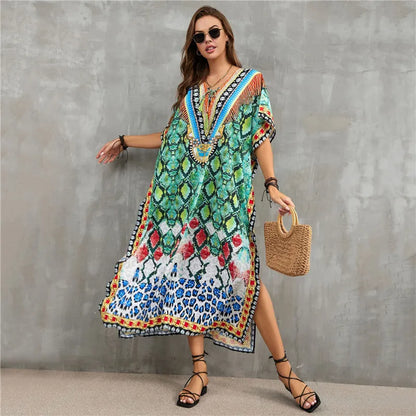 Women's Plus Size Kaftan Dress: Maxi Caftan Beach Cover Up & Summer Loungewear
