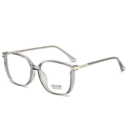 Elbru Ultralight Fashion TR90 Reading Glasses Women Men Anti Blue Light Glitter Square Frame Presbyopia Optical Eyeglasses 0+400