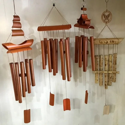 Handmade Tubes Bamboo Bell Natural Wind Chimes Indoors Pendant Balcony Home Hotel Decor Outdoor Yard Garden Windchime Crafts