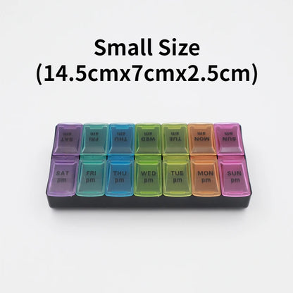 Weekly Portable Travel Pill Box - 7 Days Organizer with 14 Grids