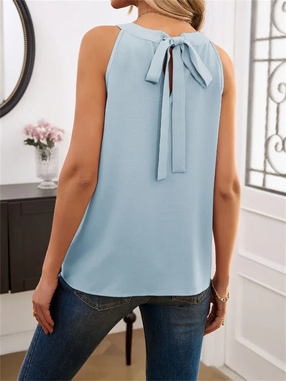 Elegant Women's Summer Tank Tops - O-Neck Sleeveless Casual Black Tees