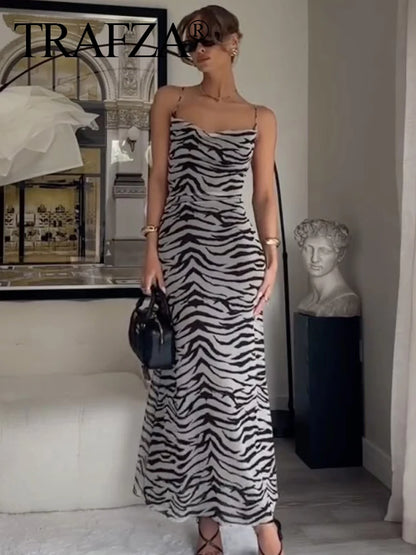 Vintage Women Spaghetti Strap Dress - Beach Party Long Dress