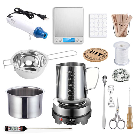 DIY Scented Candle Making Kit - Wax, Wick, Mold & Hot Plate Included