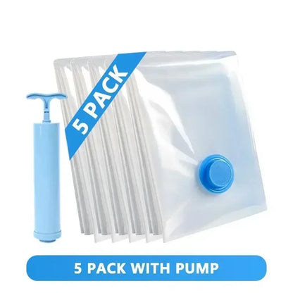 8PCS Vacuum Storage Bags - Space Saver Travel Storage with Hand-Pump
