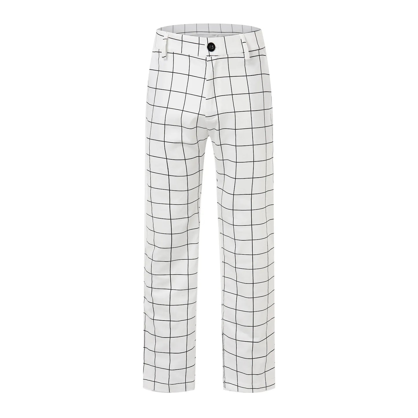 Spring Men Pencil Pants - Slim Fit Plaid Print Trousers