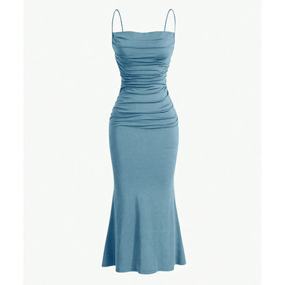 Women's Mermaid Hem Maxi Dress - Slim Fit Spaghetti Strap Party Dress