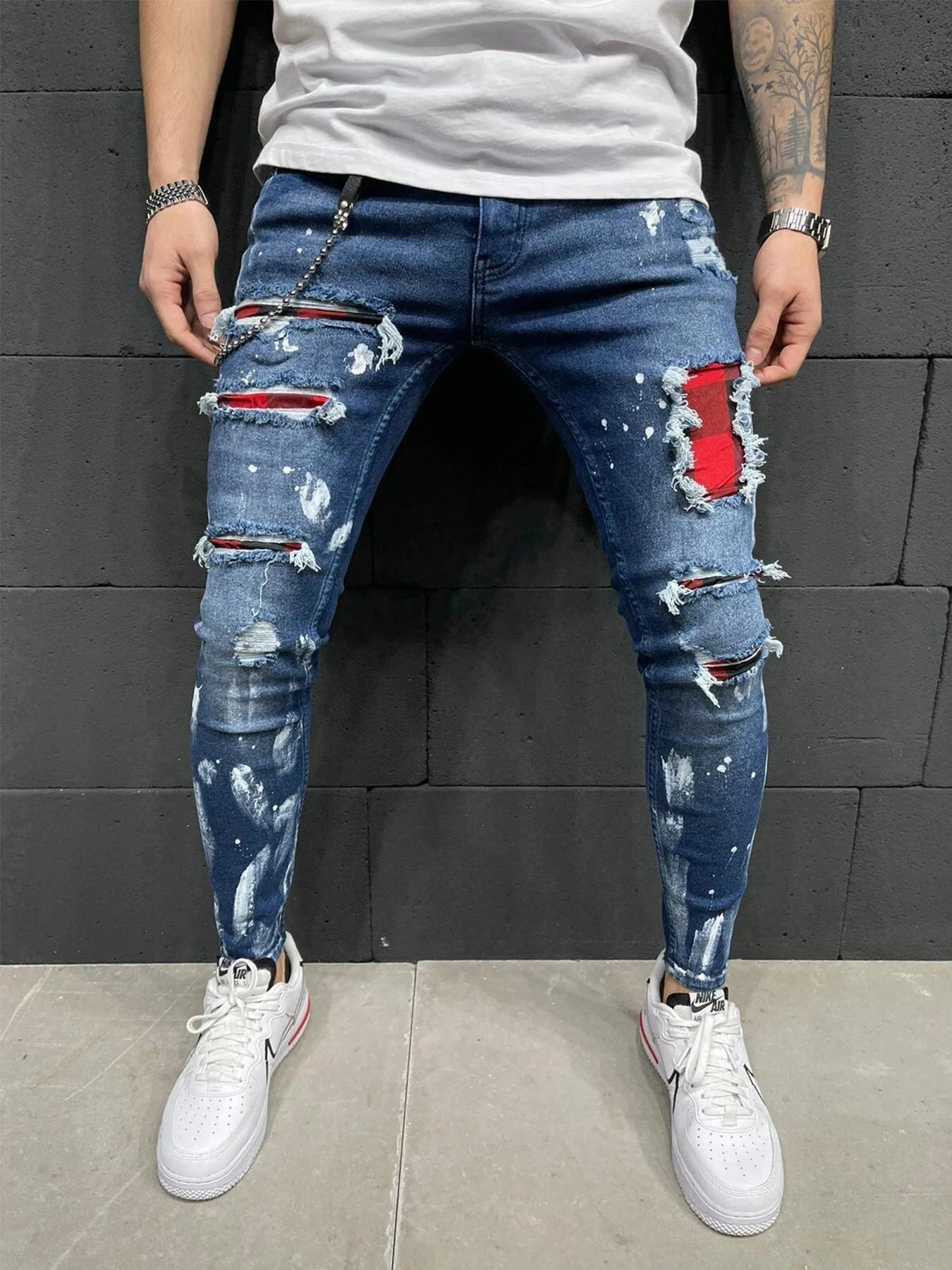 Men's Punk Hip Hop Black Jeans