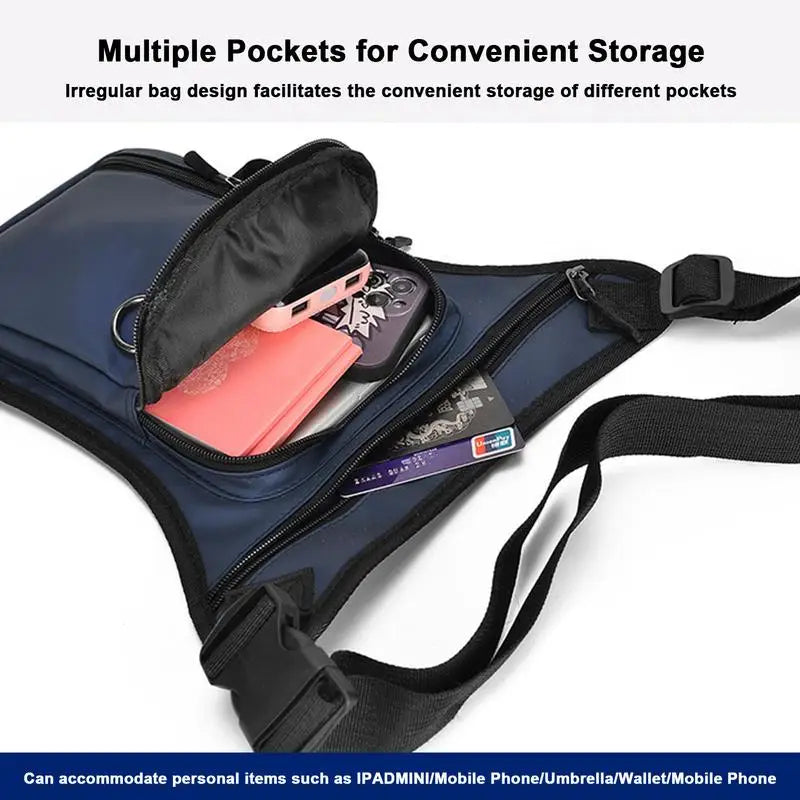 Waterproof Nylon Men Drop Leg Bag Pack Motorcycle Riding Casual Shoulder Cross Body Thigh Male Hip Belt Waist Bags