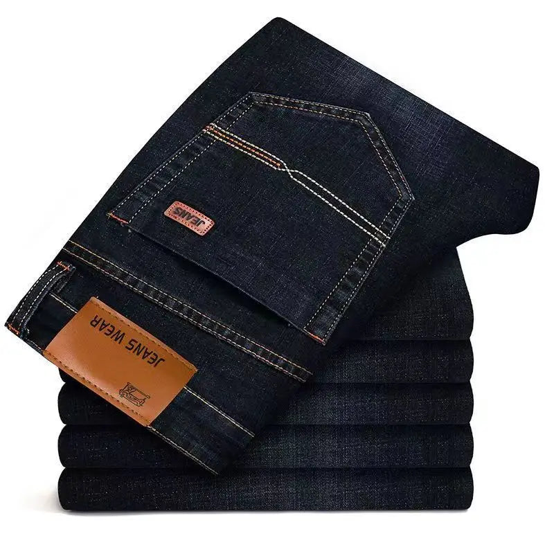 Men's Fashion Business Jeans - Classic Style Slim Stretch Denim Trousers