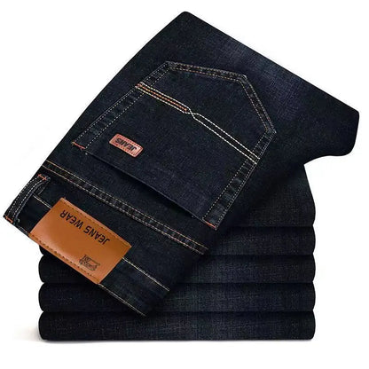 Men's Fashion Business Jeans - Classic Style Slim Stretch Denim Trousers