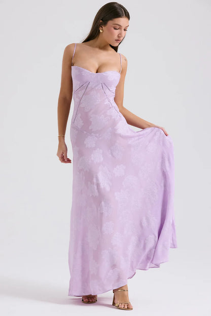 Women's Sheer Lace Boho Maxi Dress - Sleeveless Spaghetti Strap Party Dress