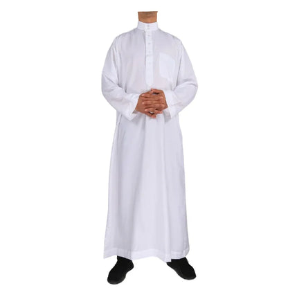 Men's Islamic Kaftan Thobe | Dubai Abaya Style Long Sleeve Prayer Dress