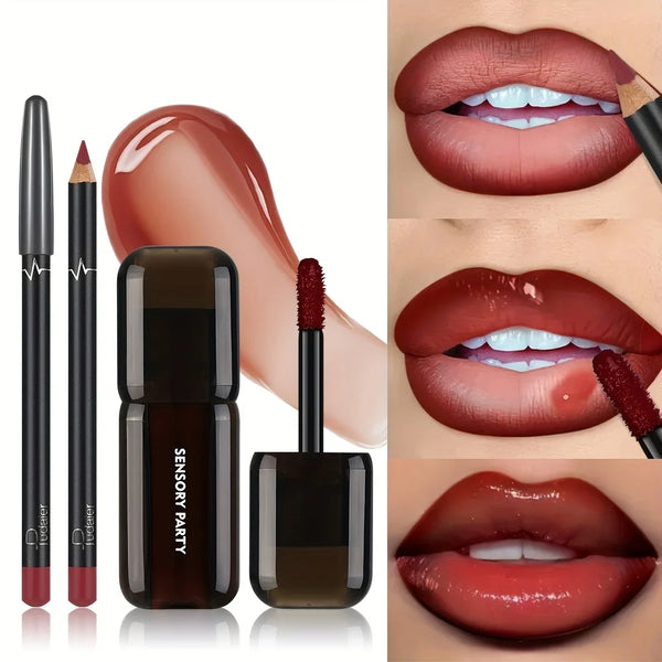 Gradient Lips Set Lip Liner Glass Lip Gloss Mirror Shine Finish