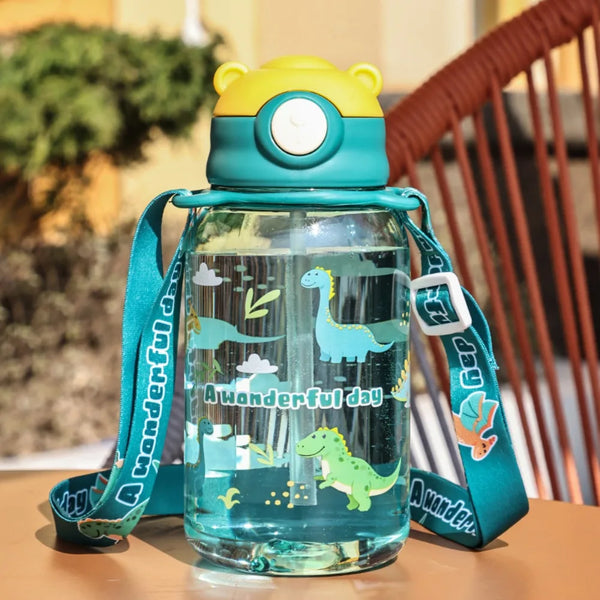650ML Cute Kids Water Bottle With Straw Free Bpa Leakproof Outdoor
