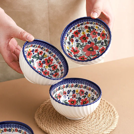 Japanese ramen bowl set (310ml), Cereal & Salad Bowl Serving Set - (2/4/6) PCS, Ceramic Table Wear, Oven Safe