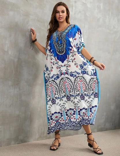 Women's Plus Size Kaftan Dress: Maxi Caftan Beach Cover Up & Summer Loungewear