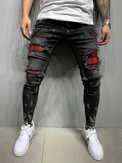 Men's Punk Hip Hop Black Jeans