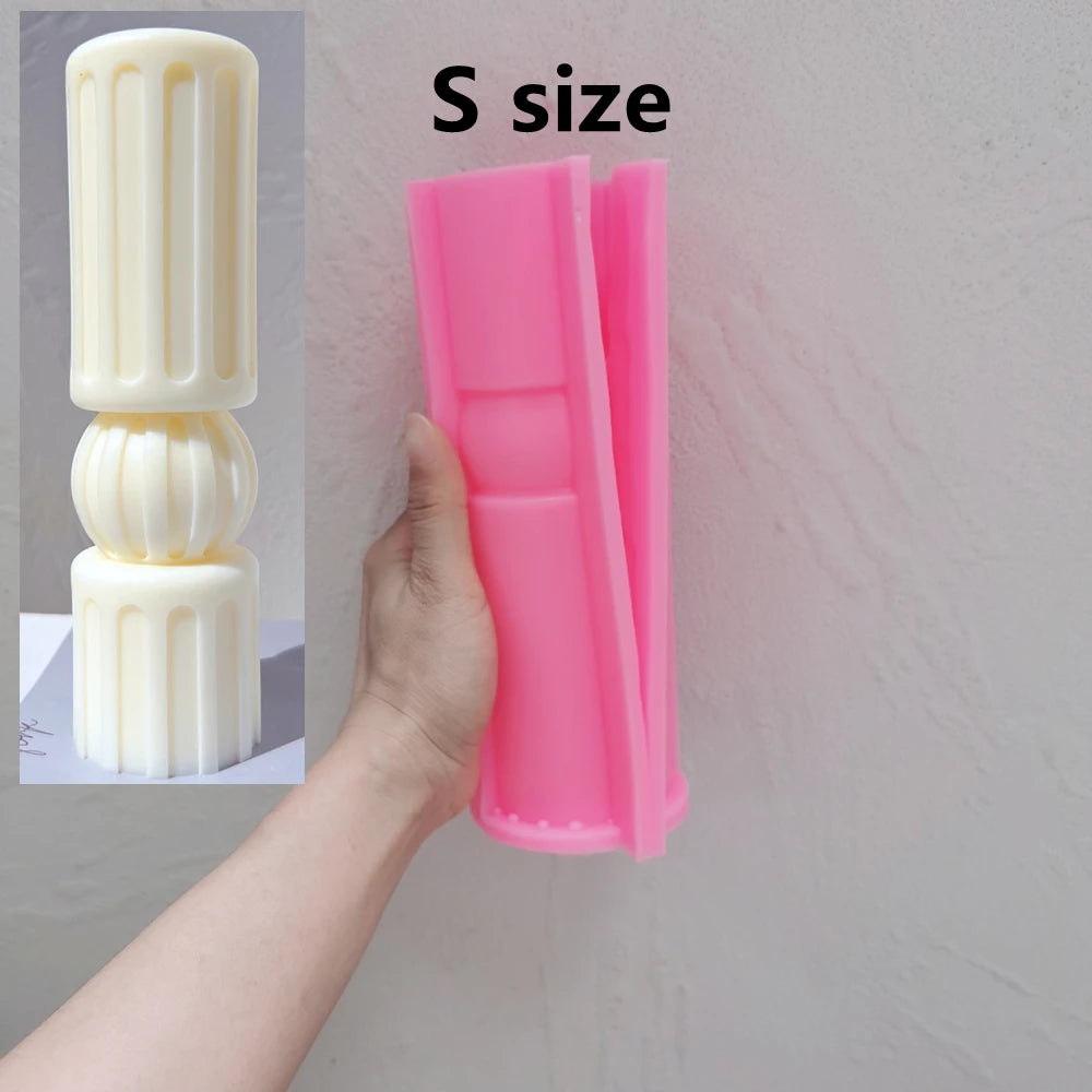 6 Designs Ribbed Pillar Candle Mold - Geometric Silicone Mold