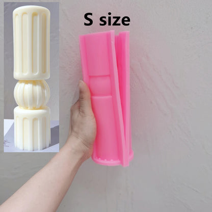 6 Designs Ribbed Pillar Candle Mold - Geometric Silicone Mold