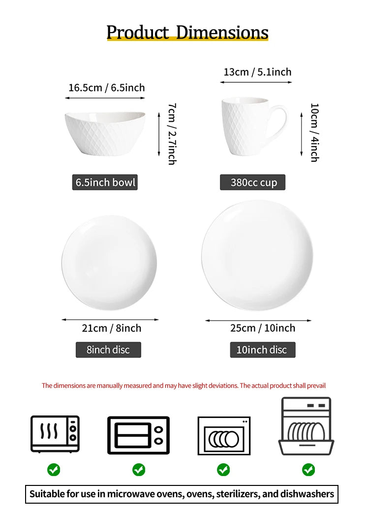 16 Piece Ceramic Dinner Tableware Set