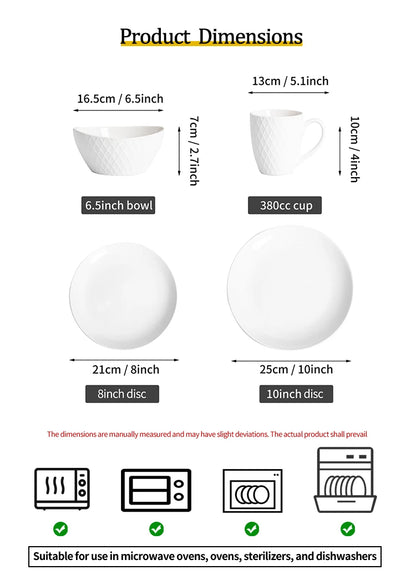 16 Piece Ceramic Dinner Tableware Set