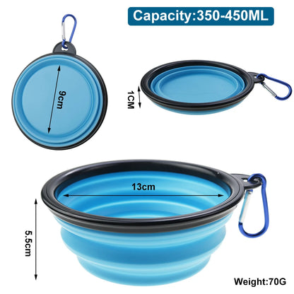 350ml Folding Pet Bowl - Portable Travel Dog & Cat Bowl with Keychain