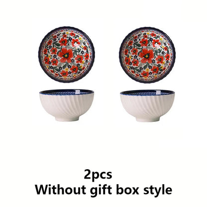 Japanese ramen bowl set (310ml), Cereal & Salad Bowl Serving Set - (2/4/6) PCS, Ceramic Table Wear, Oven Safe