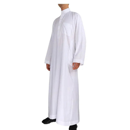 Men's Islamic Kaftan Thobe | Dubai Abaya Style Long Sleeve Prayer Dress