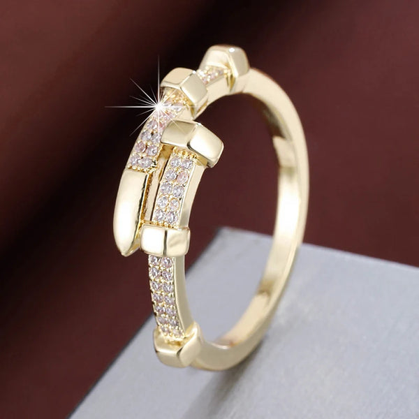 Fashion Nut Nail Synthetic Zirconia Women Ring Exquisite Daily