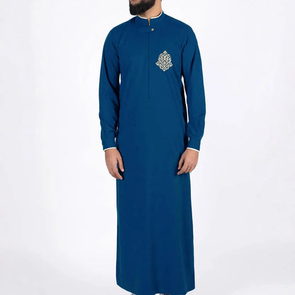 Men's Arabic Thobe - Embroidered Muslim Jubba Robe