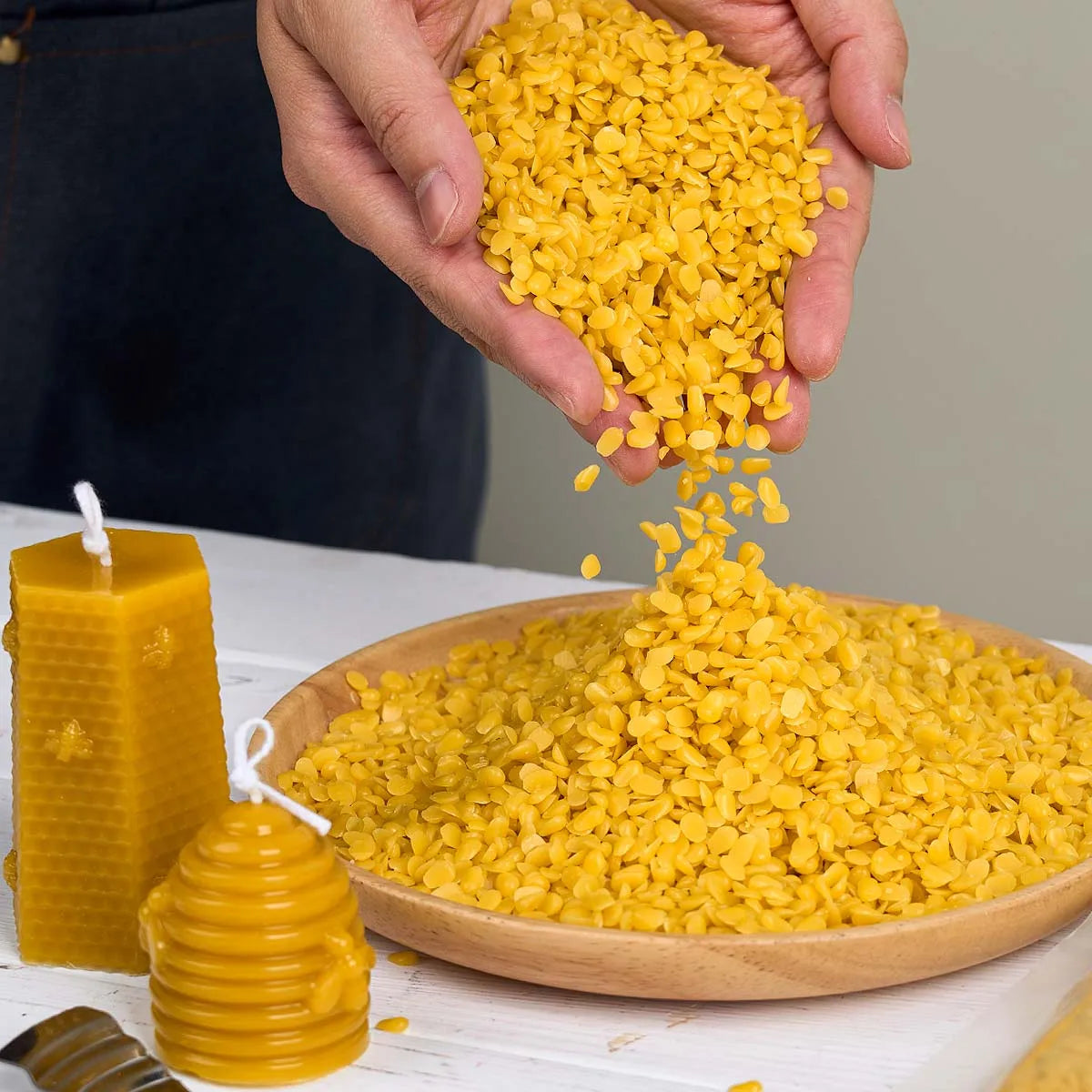 1LB Yellow & White Beeswax - Natural DIY Candle Making Supplies