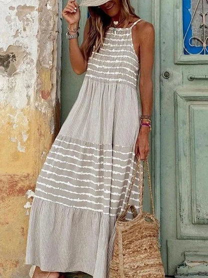 Women's Boho Beach Maxi Dress - Summer Retro Print Long Dress