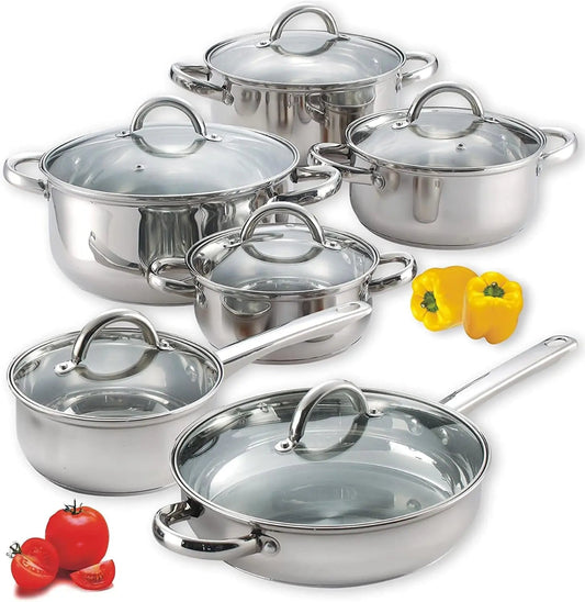 12pc Stainless Cookware Set | Cook N Home Kitchen