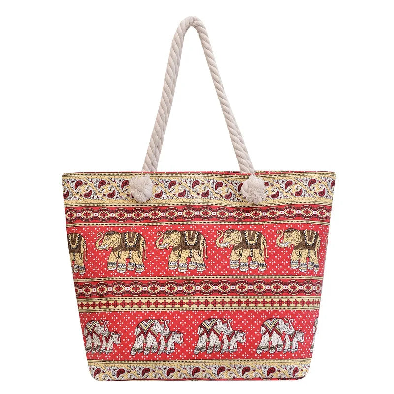 Women’s Canvas Beach Bag - Printed Tote for Ladies