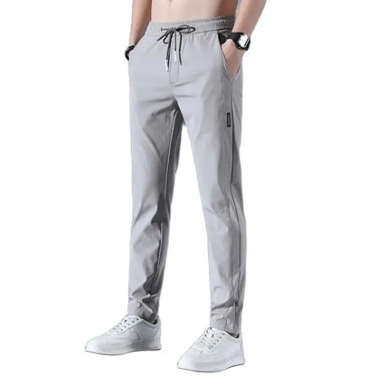 Spring Autumn Business Dress Pants - Elastic Waist Frosted Fabric