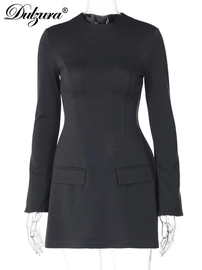 Dulzura Long Sleeve Zipper Bodycon Mini Dress - Elegant Office