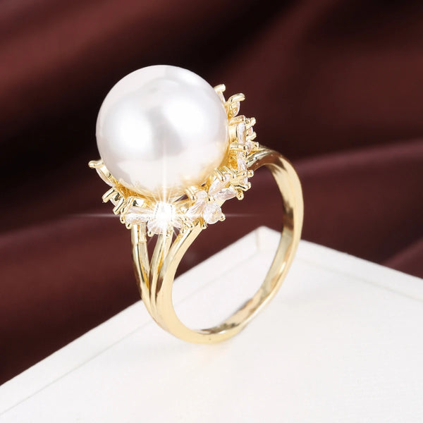 Elegance Imitation Pearl Women Ring Finger Ring For Party Engagement