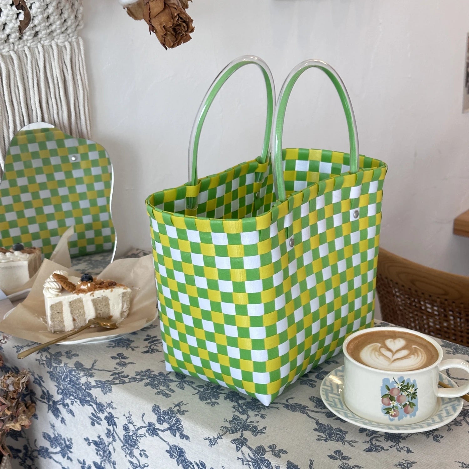 Woven Camping Tote Bag - Picnic & Beach Vegetable Basket