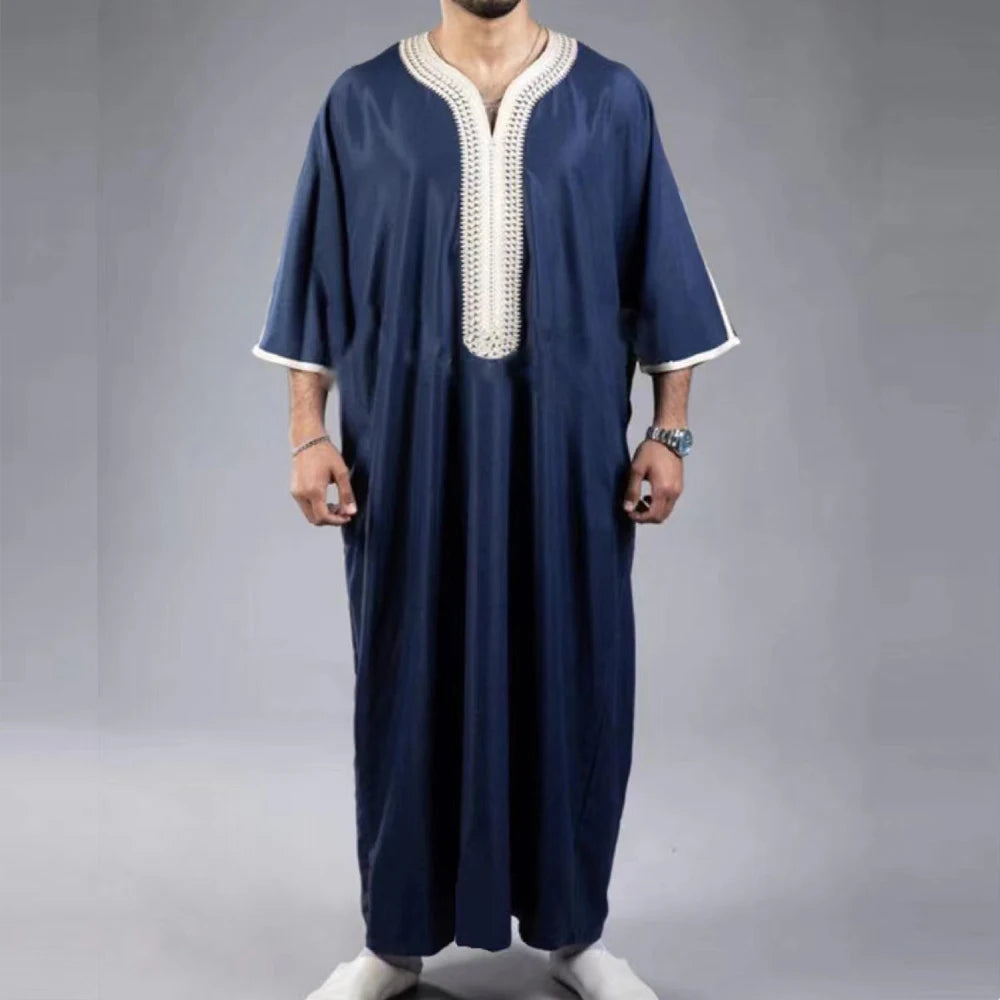 Men's Embroidered Traditional Thobe | Moroccan Boubou Jalabiya Robe