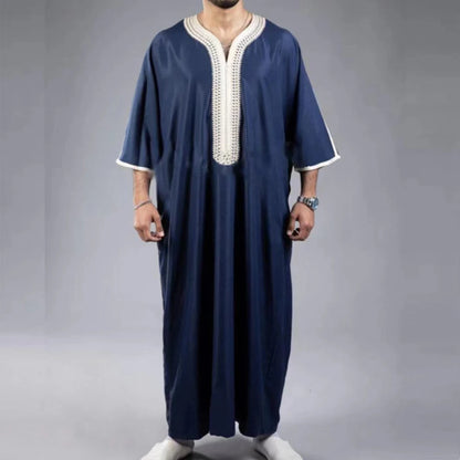 Men's Embroidered Traditional Thobe | Moroccan Boubou Jalabiya Robe