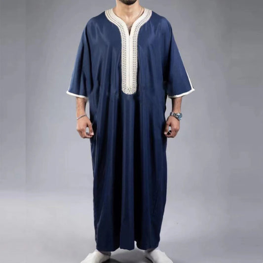 Men's Embroidered Traditional Thobe | Moroccan Boubou Jalabiya Robe