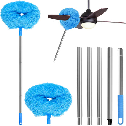 Ceiling Fan Cleaner Duster - 2 Detachable Dusting Heads with Extension Pole