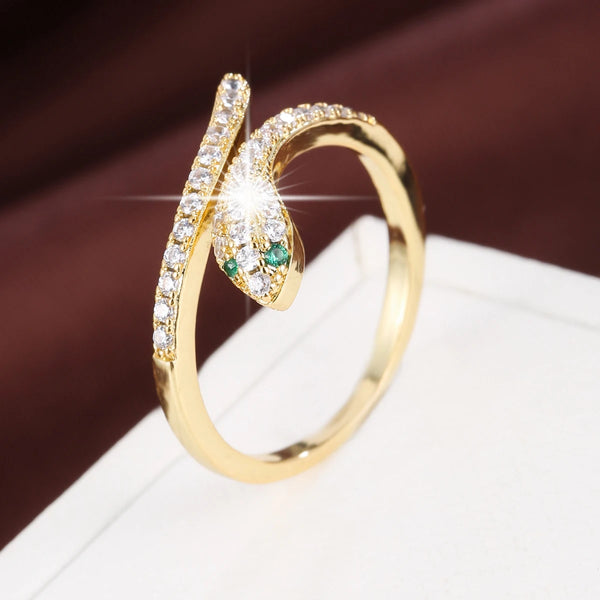 Personality Animal Snake Shaped Synthetic Zirconia Adjustable Women
