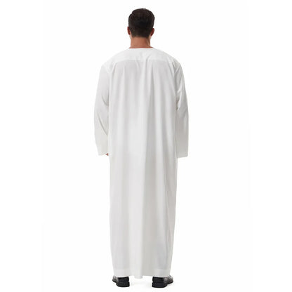 Men's Embroidered Islamic Thobe (Jubba/Dishdasha) | Saudi Arabic Long Sleeve Robe
