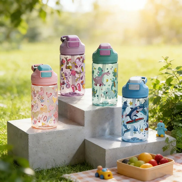 410ML Dinosaur Water Bottle For Kids Water Sippy Cup With Silicone