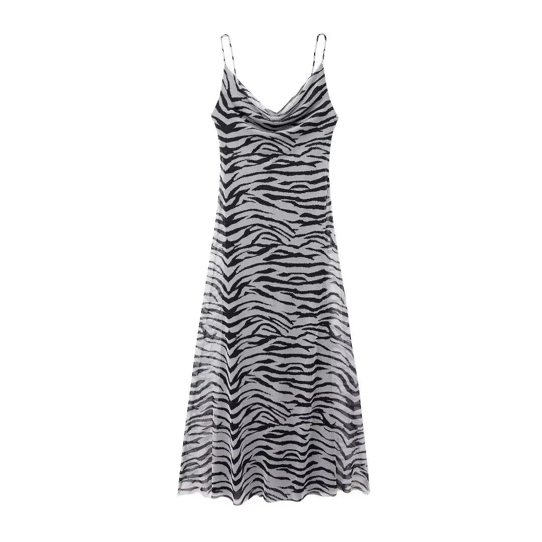 Vintage Women Spaghetti Strap Dress - Beach Party Long Dress