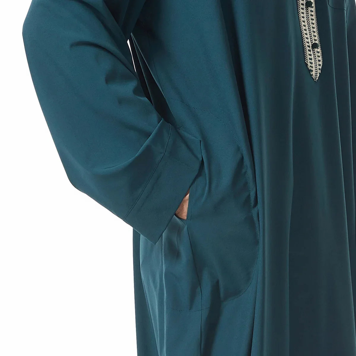 Men's Embroidered Islamic Thobe (Jubba/Dishdasha) | Saudi Arabic Long Sleeve Robe