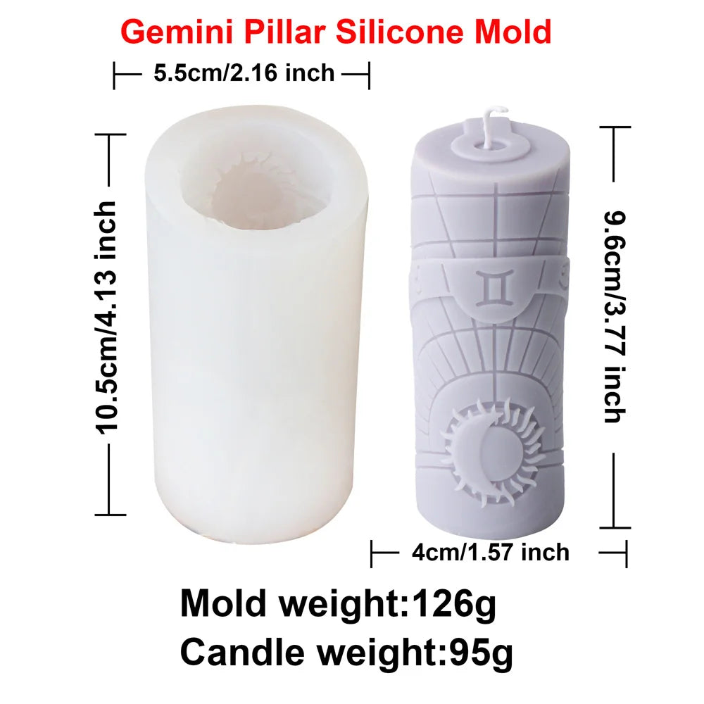 Zodiac Pillar Candle Molds - DIY Constellation Silicone Mold